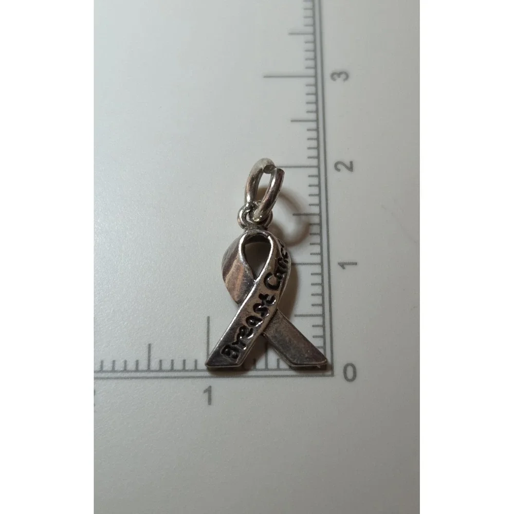 Sterling Silver Breast‎ Cancer Ribbon Charm